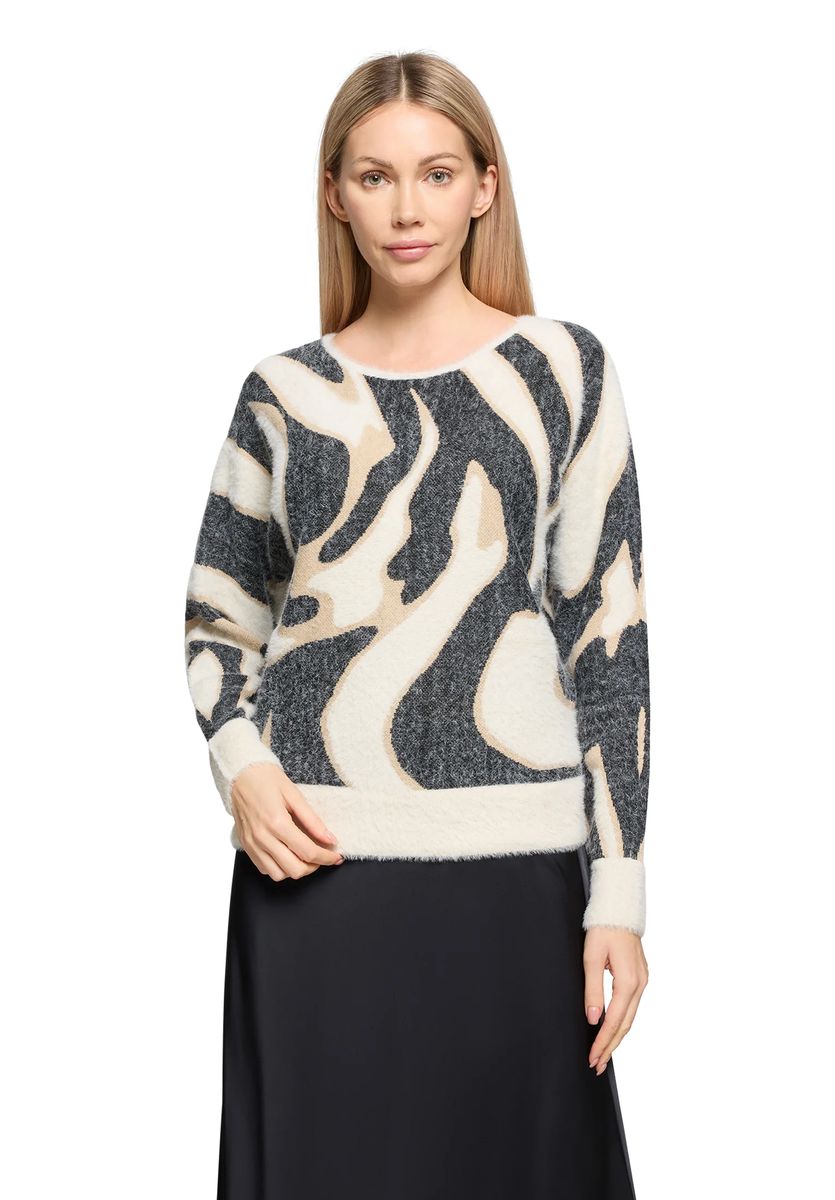 Abstrakter Strickpullover mit Bündchen