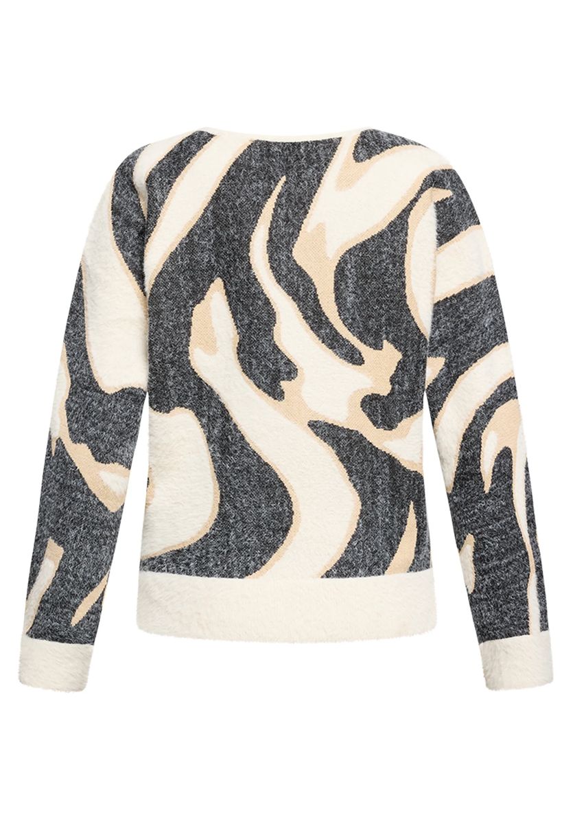 Abstrakter Strickpullover mit Bündchen