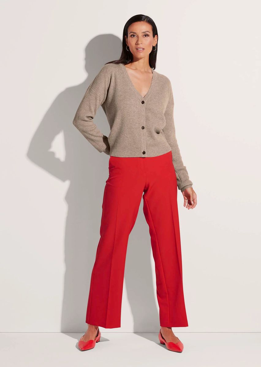 Kurze Rippstrickjacke mit Kaschmir