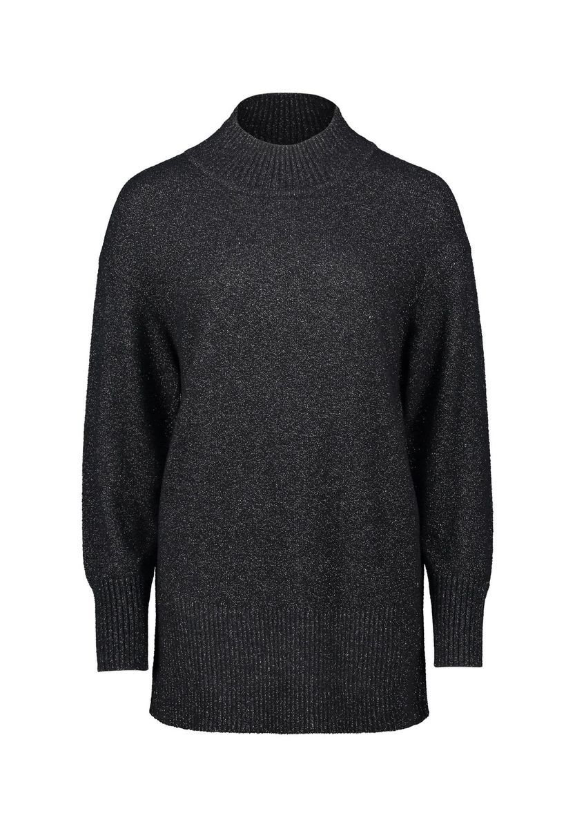 Glitzer Strickpullover mit Stehkragen