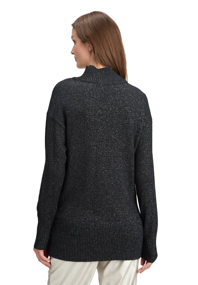 Glitzer Strickpullover mit Stehkragen