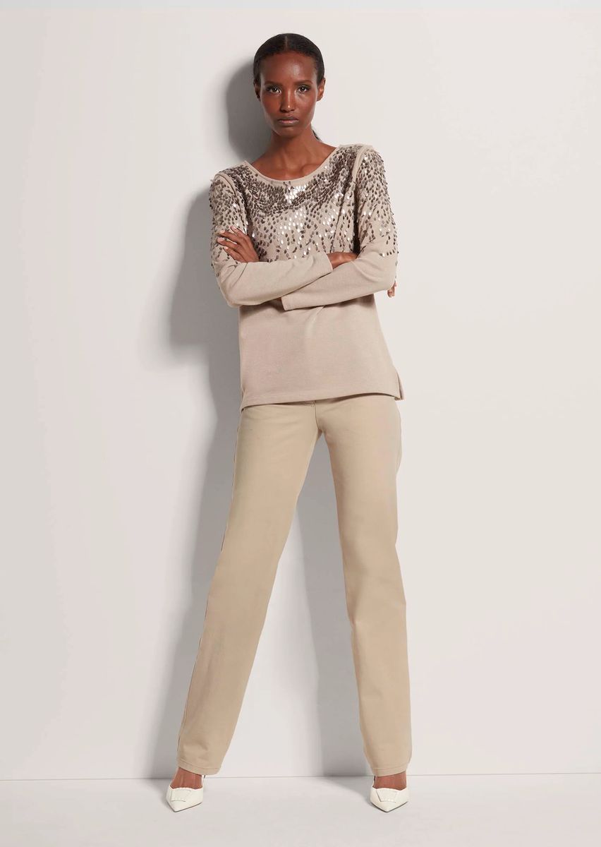 Glitzer-Sweatshirt mit Pailletten-Besatz