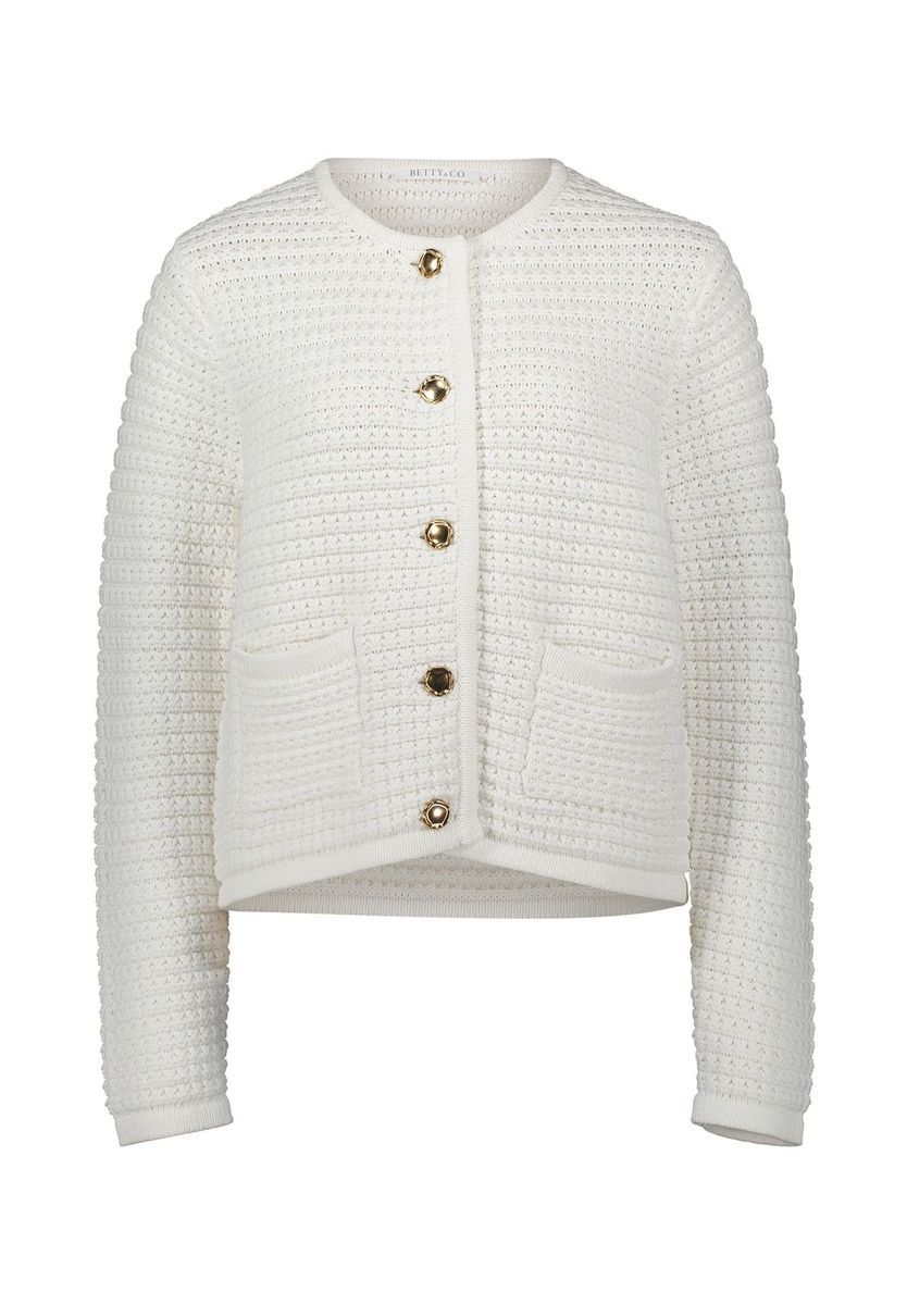 Strukturierte Strickjacke mit goldenen Knöpfen