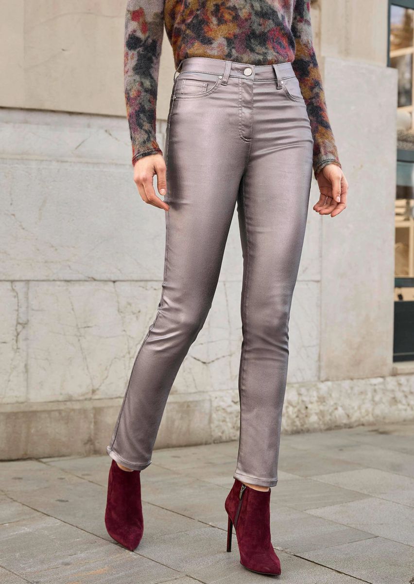 Schimmernde Slim-Fit Metallic-Hose