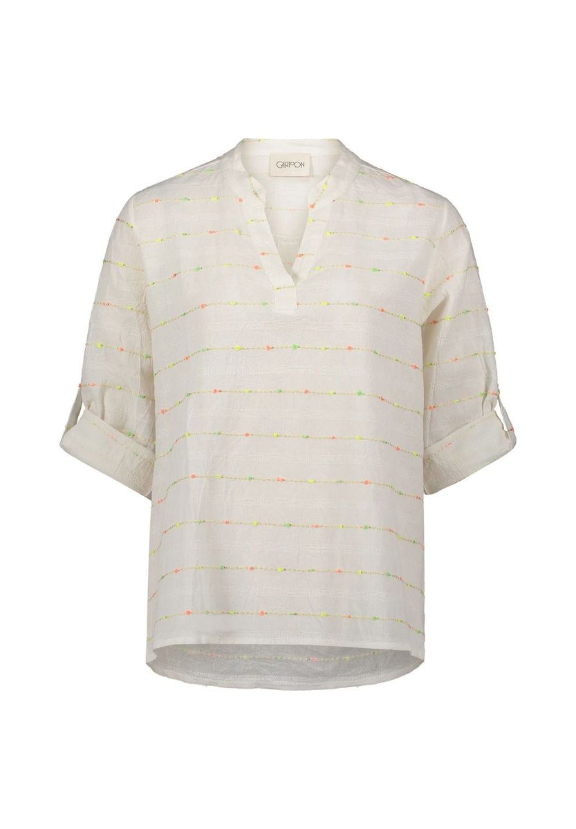 Gestreifte lässige Bluse mit V-Ausschnitt