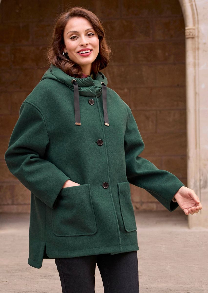 Hybridjacke mit gesteppter Kapuze