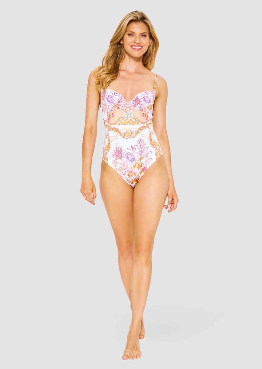 Badeanzug mit floralem Print und Bügeln