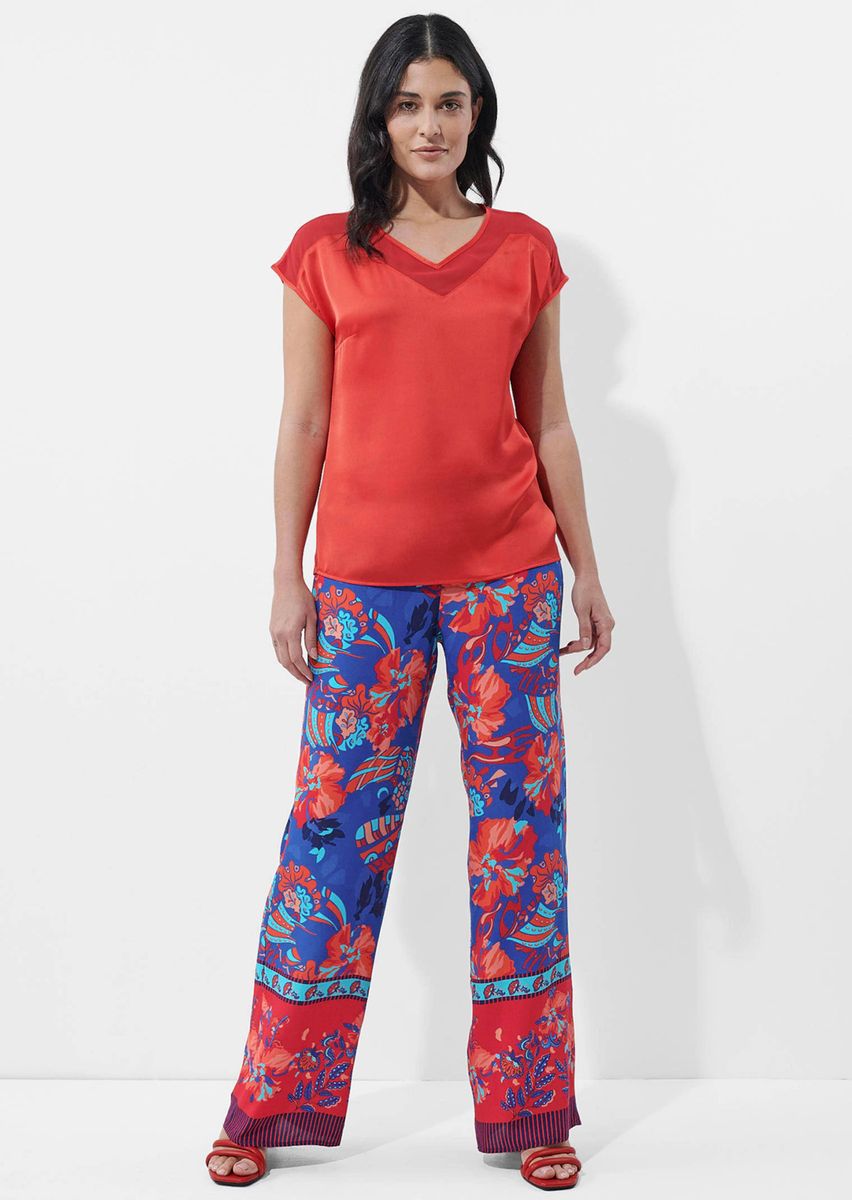 Luftige Weitbein-Strandhose mit Blumenmuster