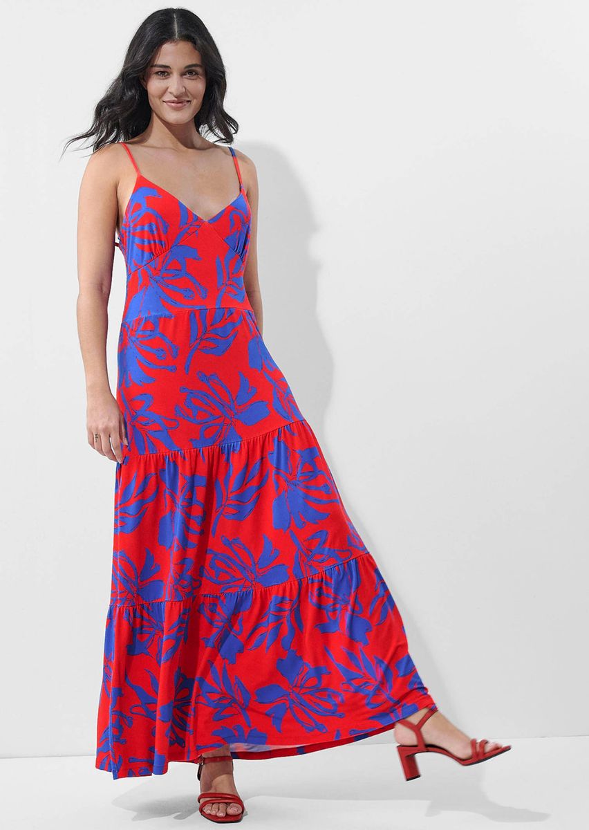 Stufen-Maxikleid mit Blumenmuster