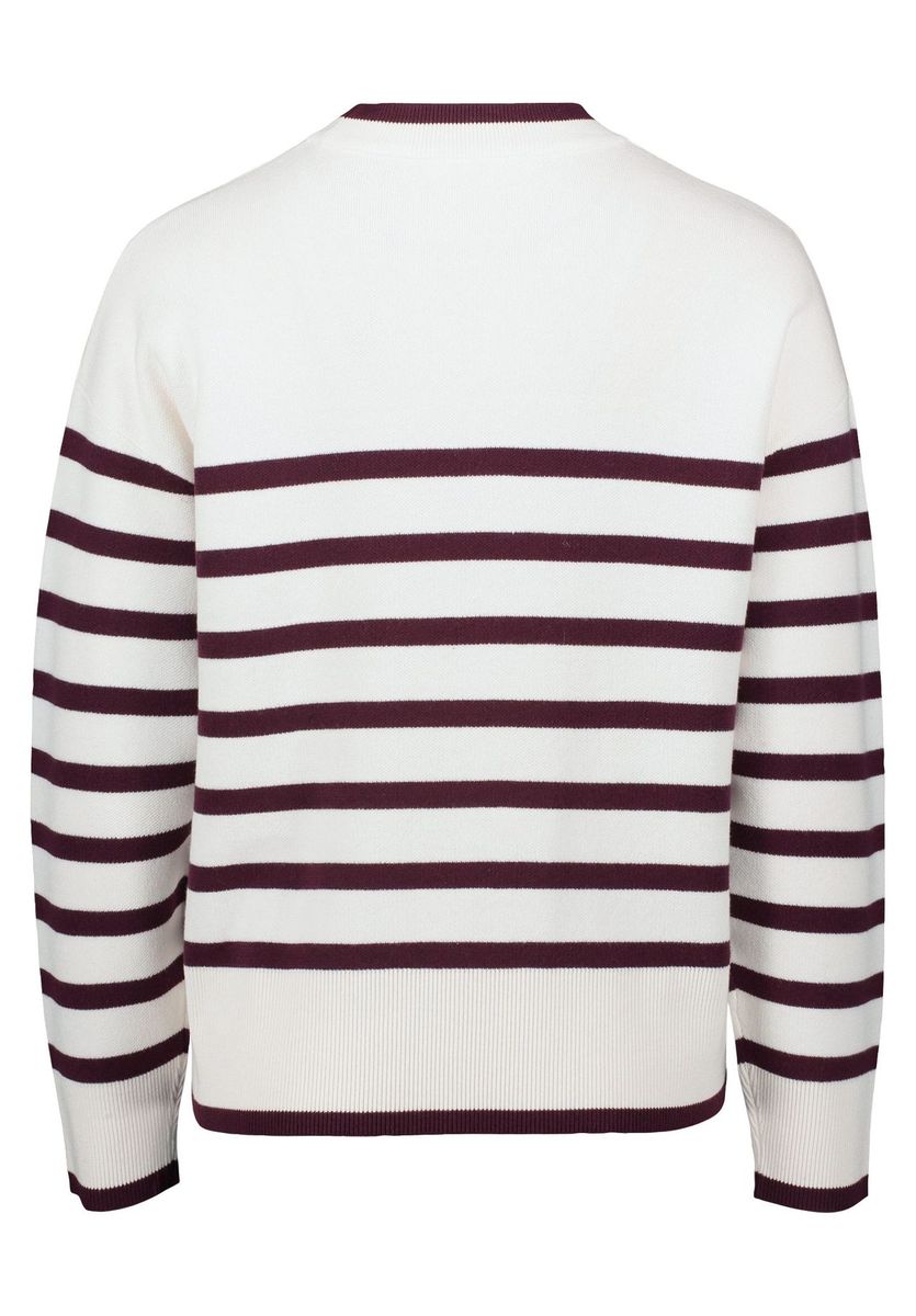 Gestreifter Strickpullover mit Rundhalsausschnitt