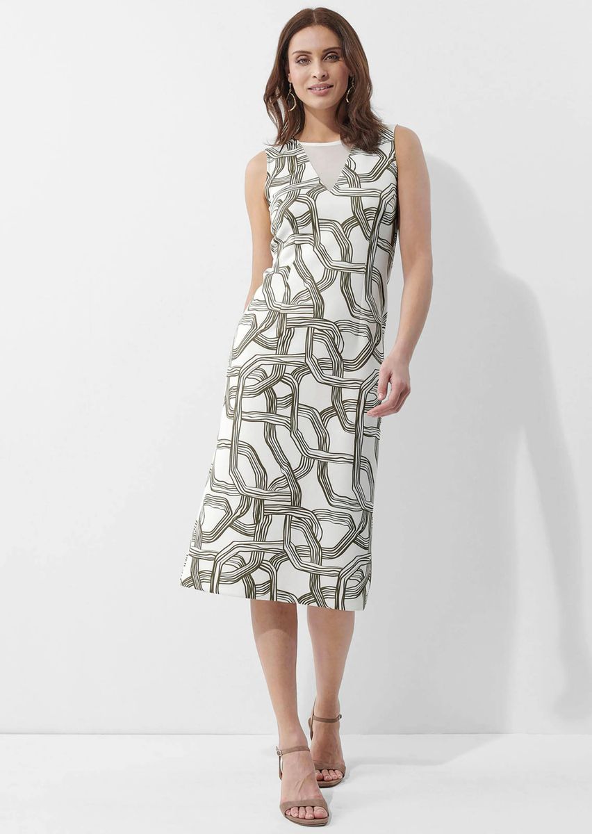 Midikleid mit geometrischem Gliedermuster