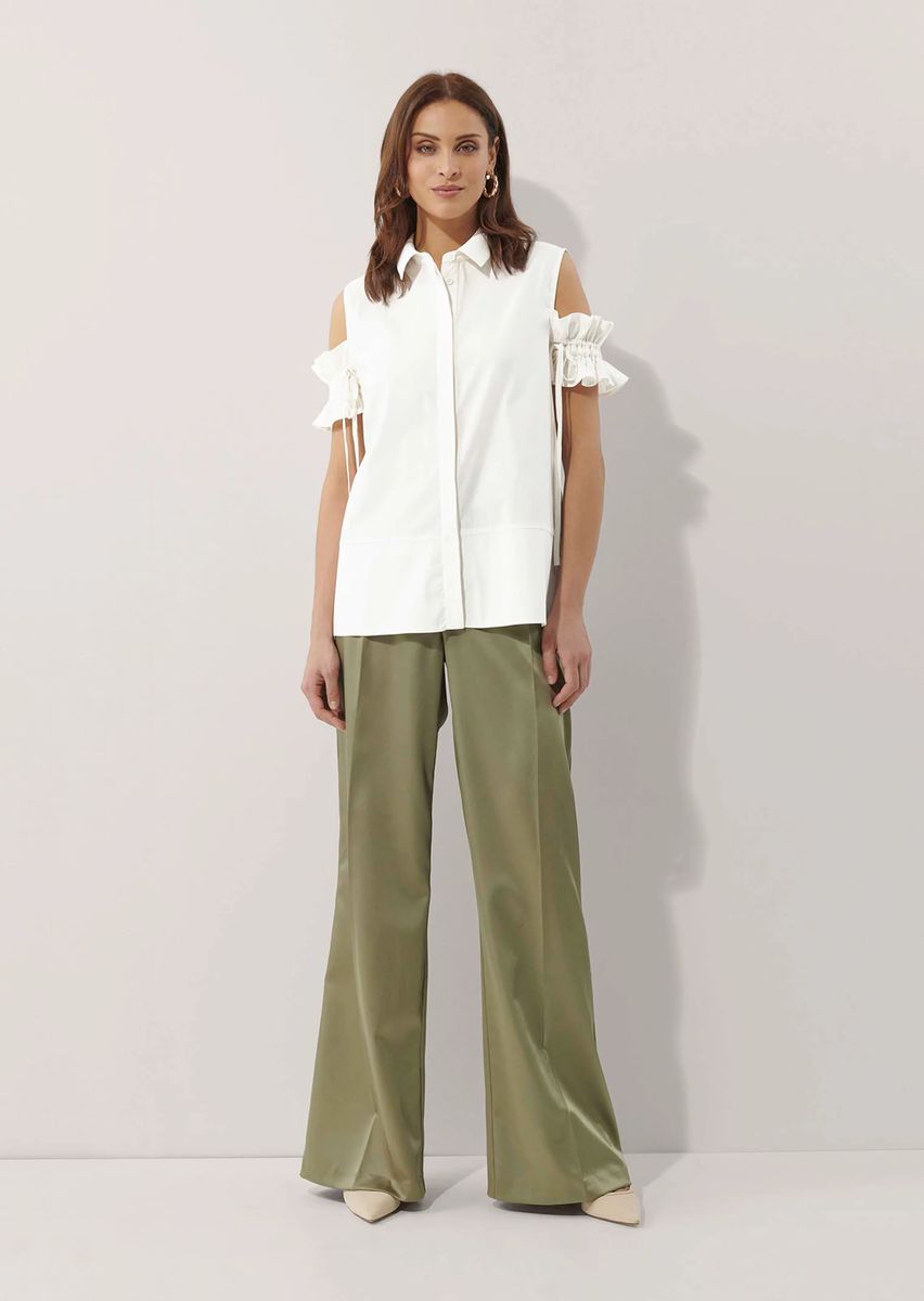 Cold-Shoulder-Bluse mit Rüschendetails