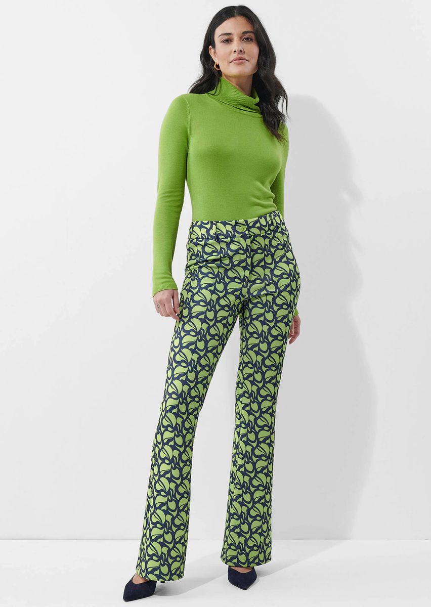 Bootcut-Hose mit Retro-Blumenmuster