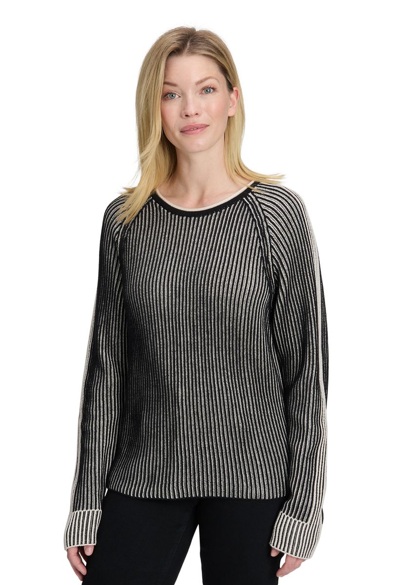 Gestreifter Strick Raglan Langarmpullover