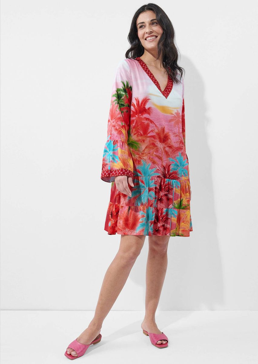 Tunika-Kleid mit tropischem Palmenprint