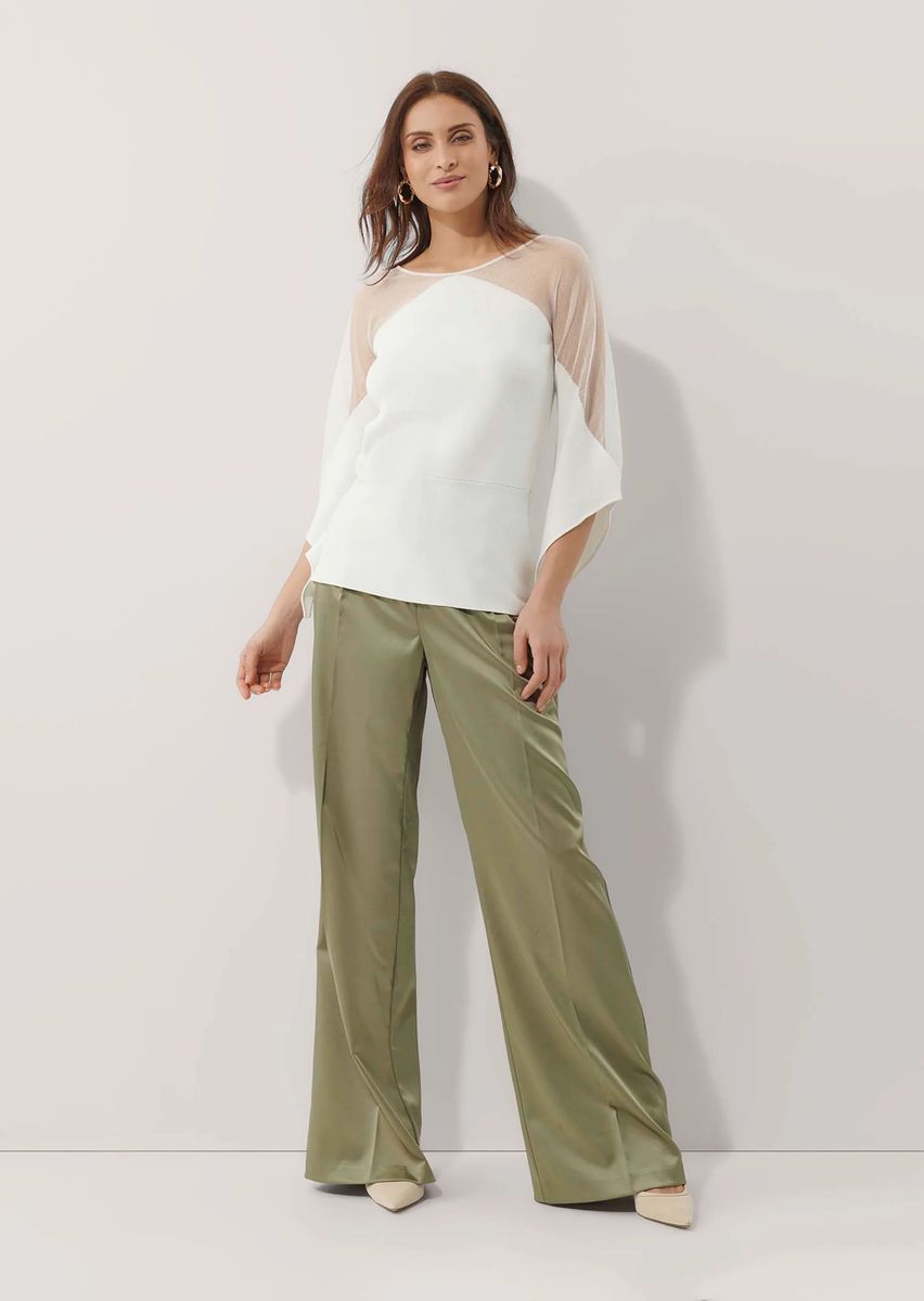 Eleganter Schößchen-Pullover mit Mesh