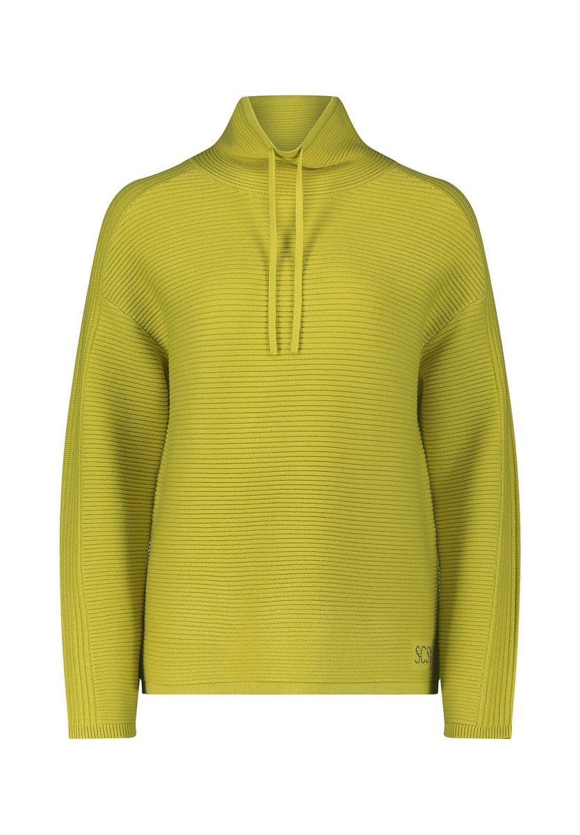 Gerippter Strickpullover mit Stehkragen
