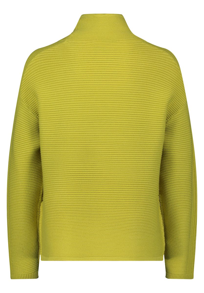 Gerippter Strickpullover mit Stehkragen