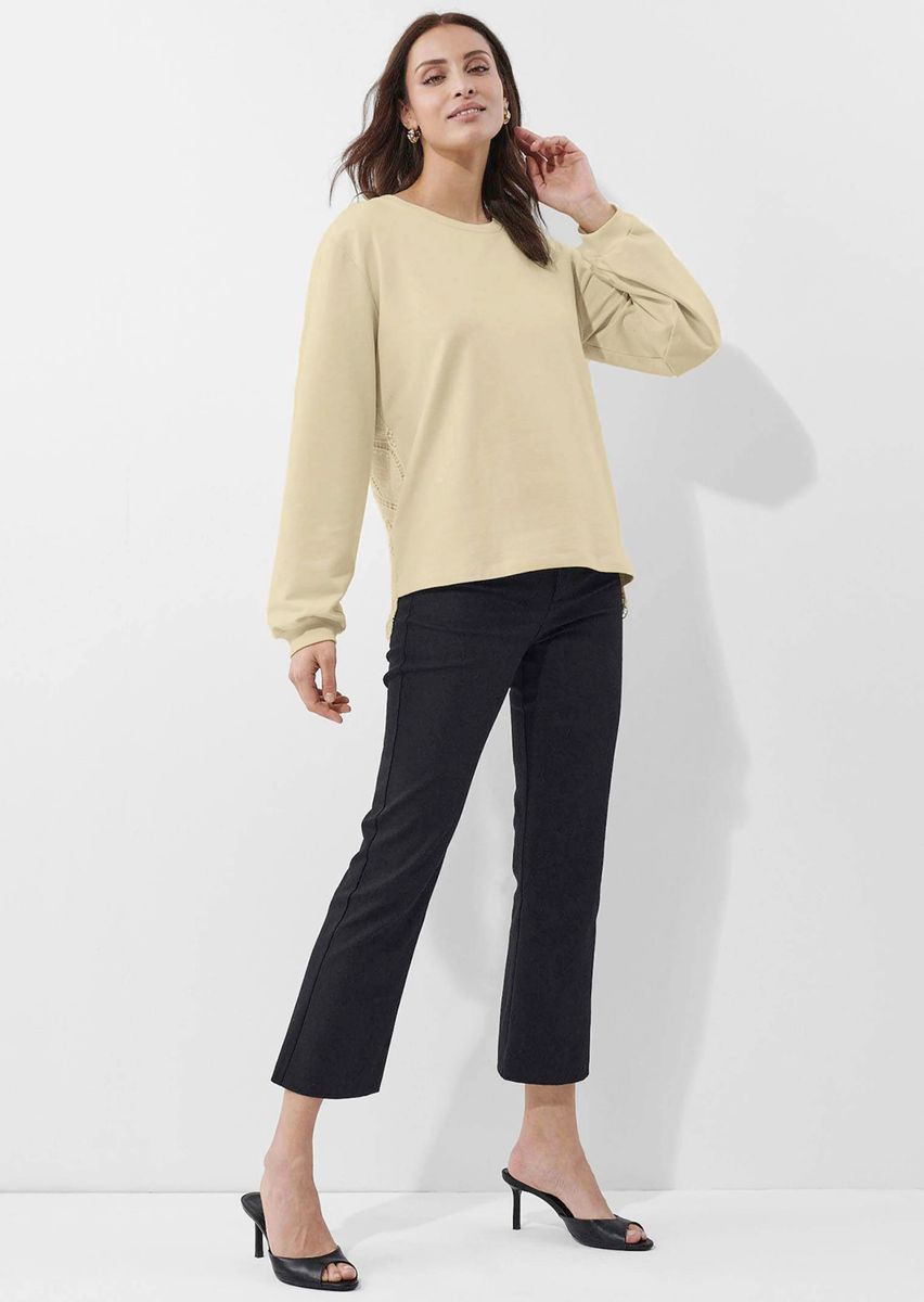 Lockerer Sweatshirt mit Spitzeneinsatz