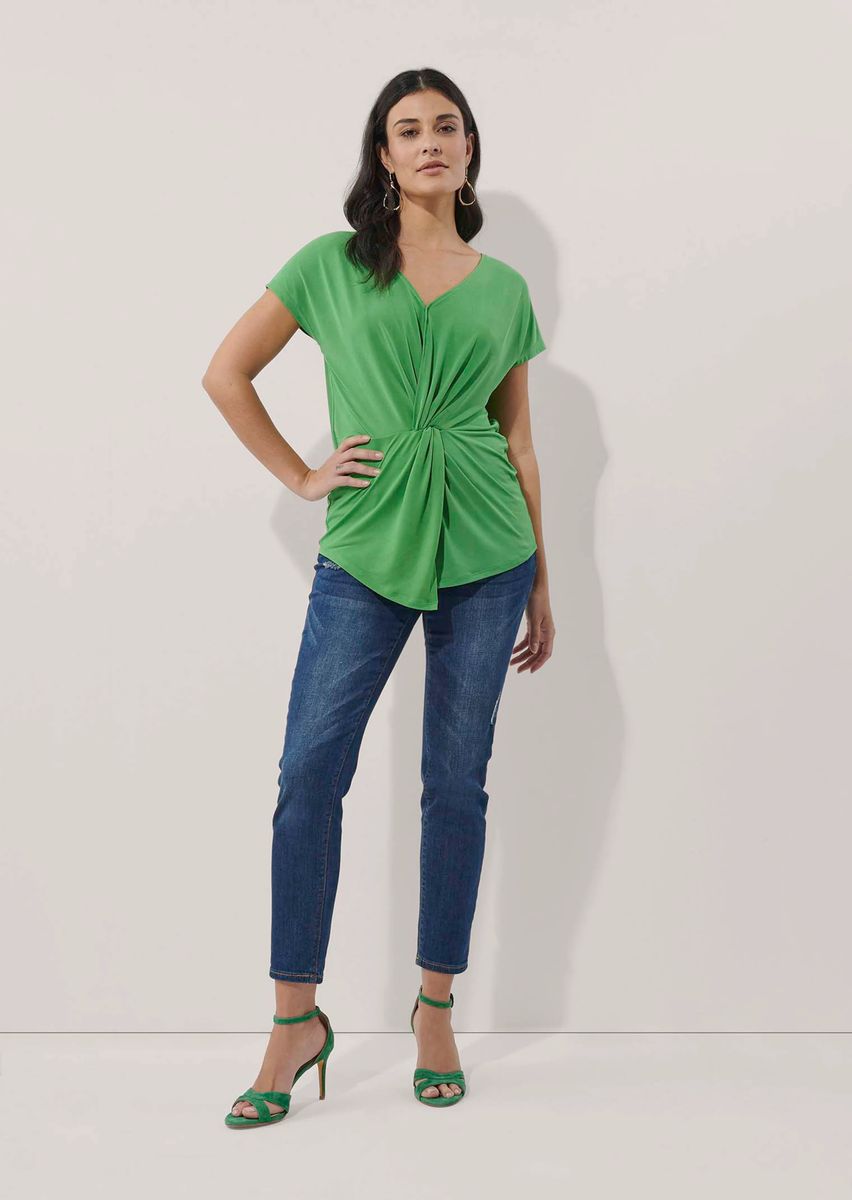 V-Ausschnitt Top mit Knotendetail