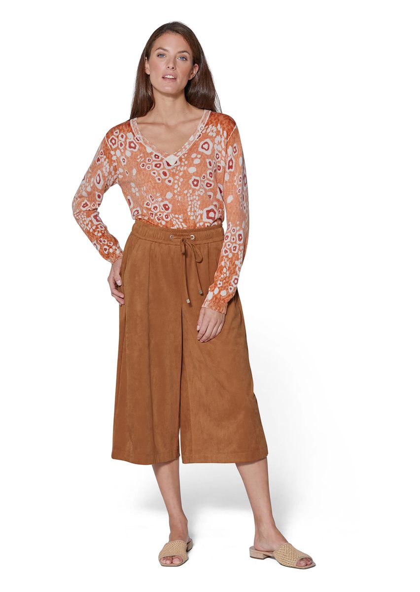 Weiche Velours-Culotte mit weitem Bein