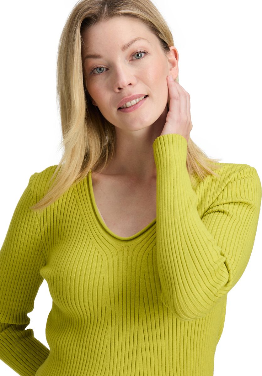 Feiner Rippstrick V-Ausschnitt Pullover