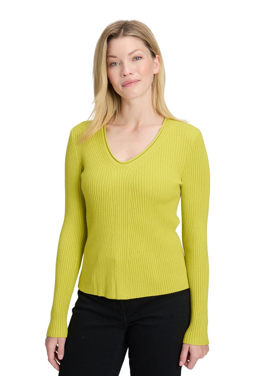 Feiner Rippstrick V-Ausschnitt Pullover