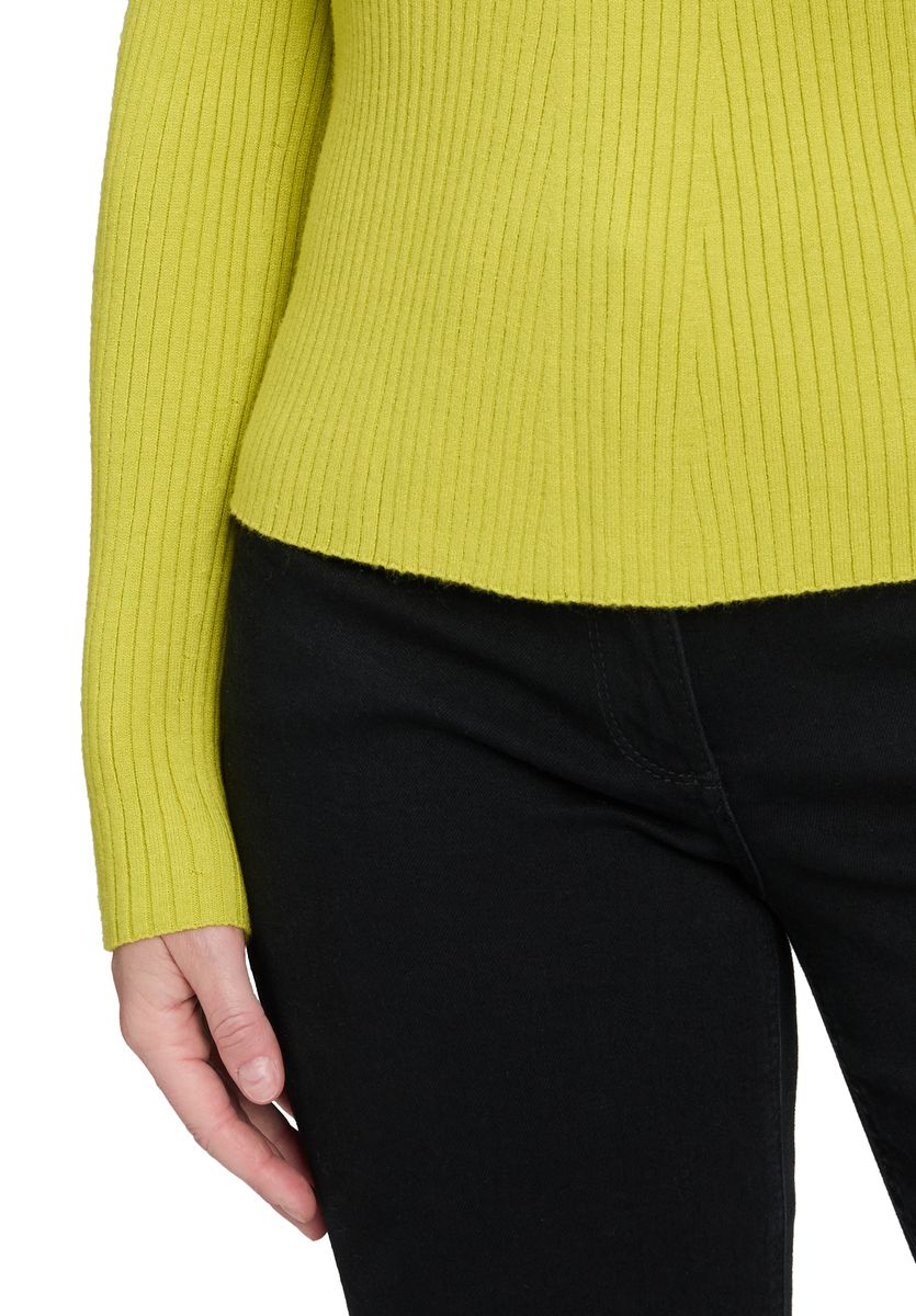 Feinstrick-Pullover mit V-Ausschnitt und Rippenstruktur