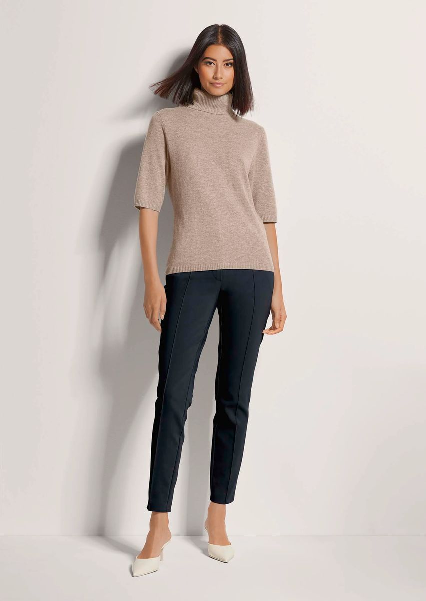 Kaschmirpullover mit Rollkragen und Halbarm