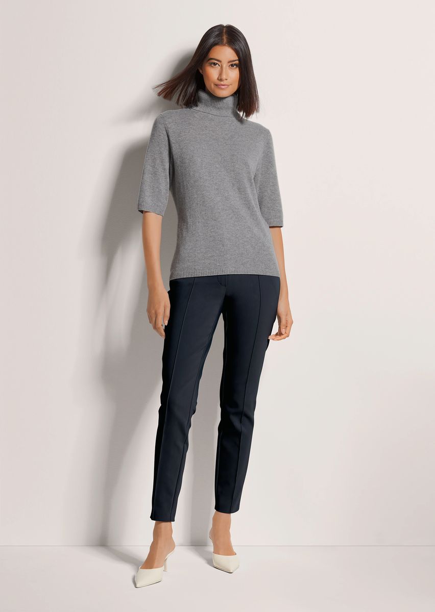 Kaschmirpullover mit Rollkragen und Halbarm