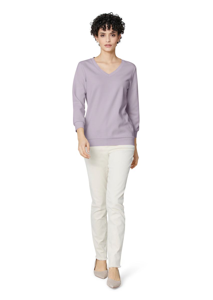 V-Ausschnitt Sweatshirt mit 3/4-Ärmeln