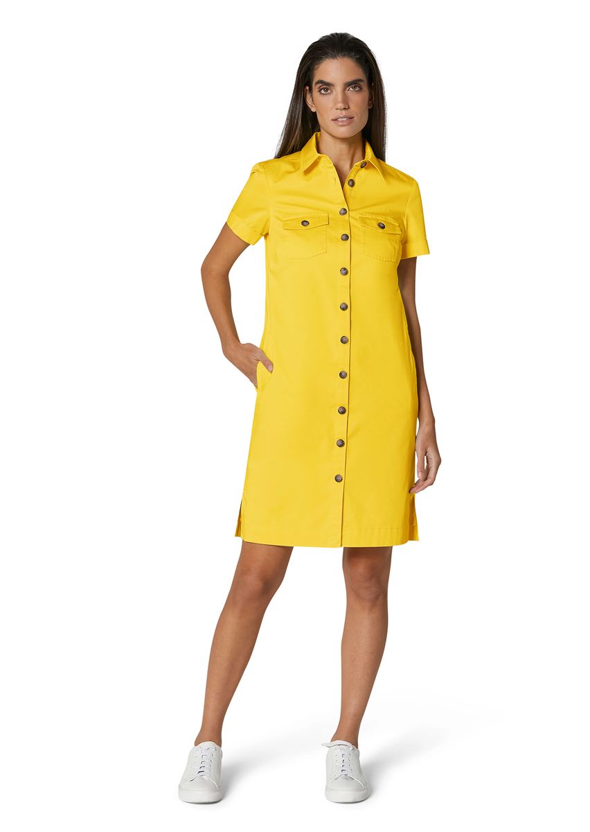 Schmales Kurzarm-Hemdblusenkleid aus Baumwolle