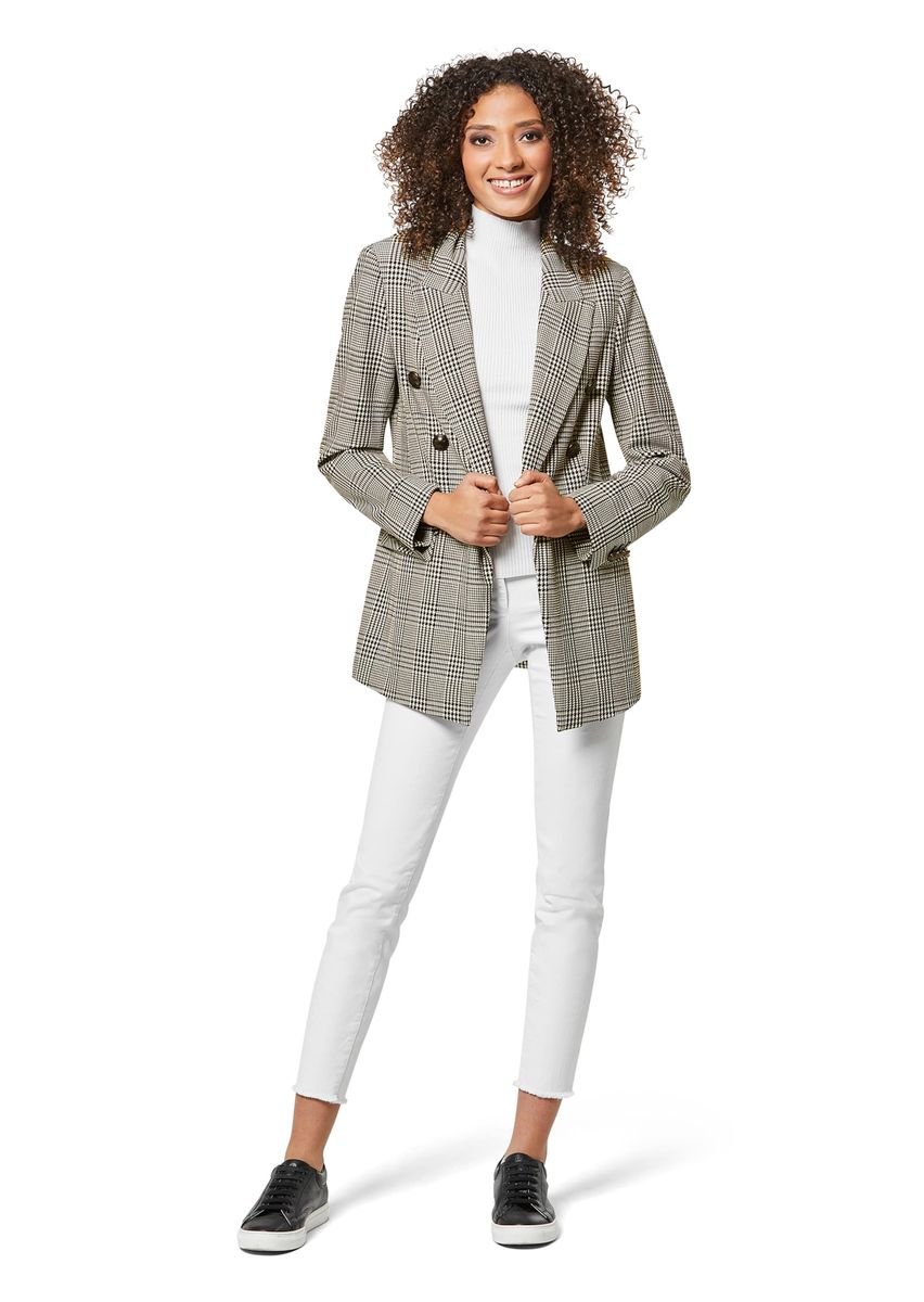 Taillierter Blazer mit Hahnentrittmuster