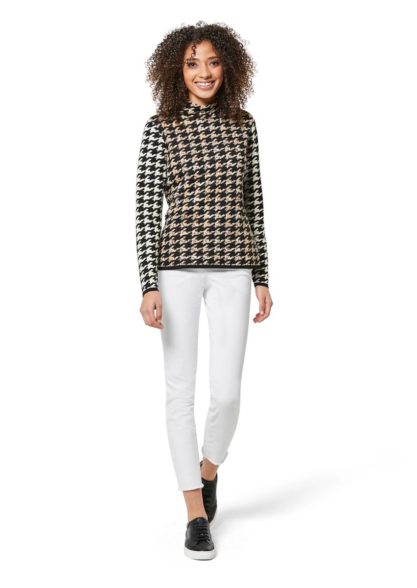 Mix-Hahnentritt-Jacquard mit Stehkragen