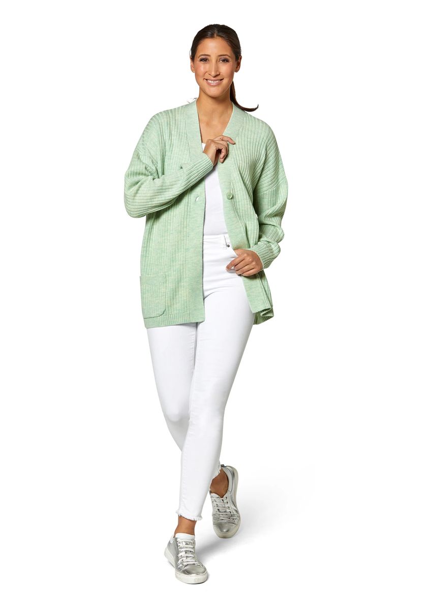 Oversize-Cardigan aus Schurwolle mit Rippstruktur