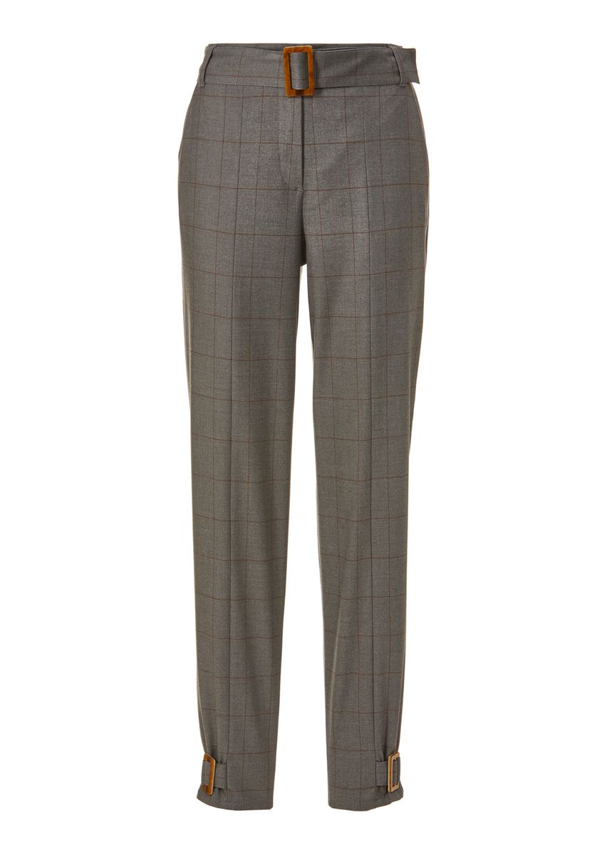 Karierte Tapered-Hose mit Schließen
