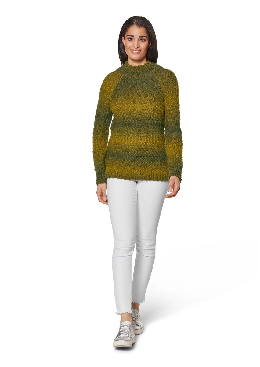 Strukturierter Stehkragenpullover mit Farbverlauf