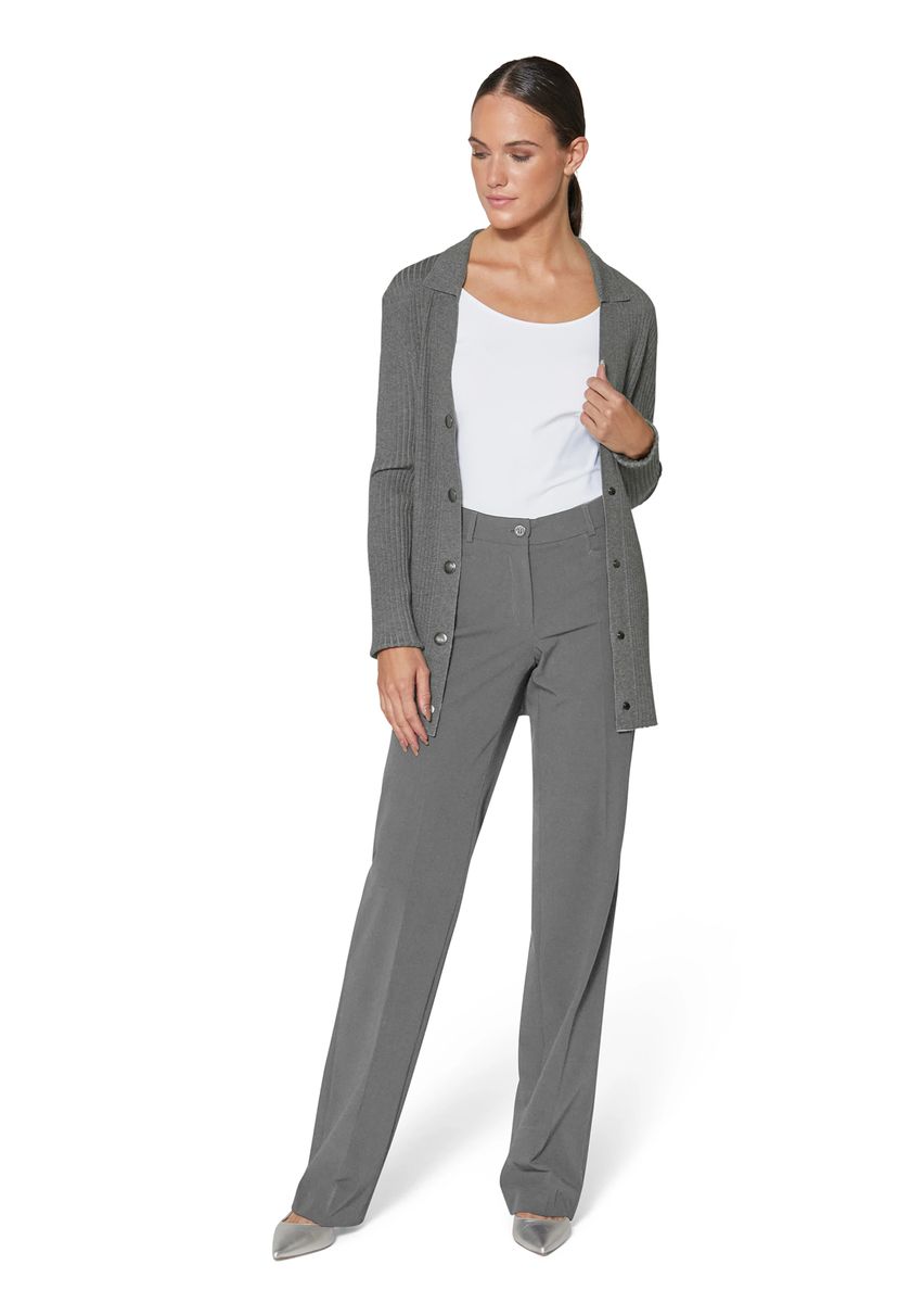 Taillierte gerippte Long-Strickjacke