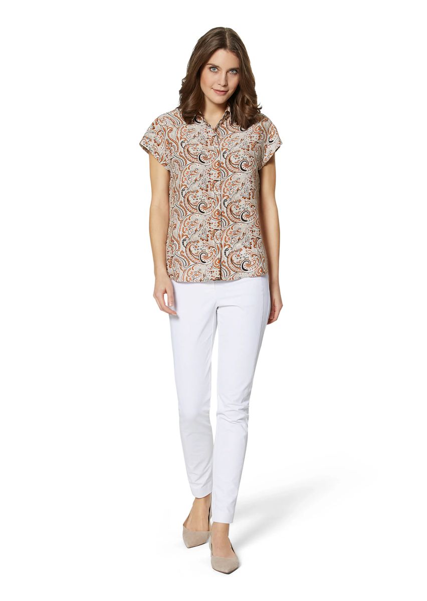 Kurzarm-Bluse mit Paisley-Muster
