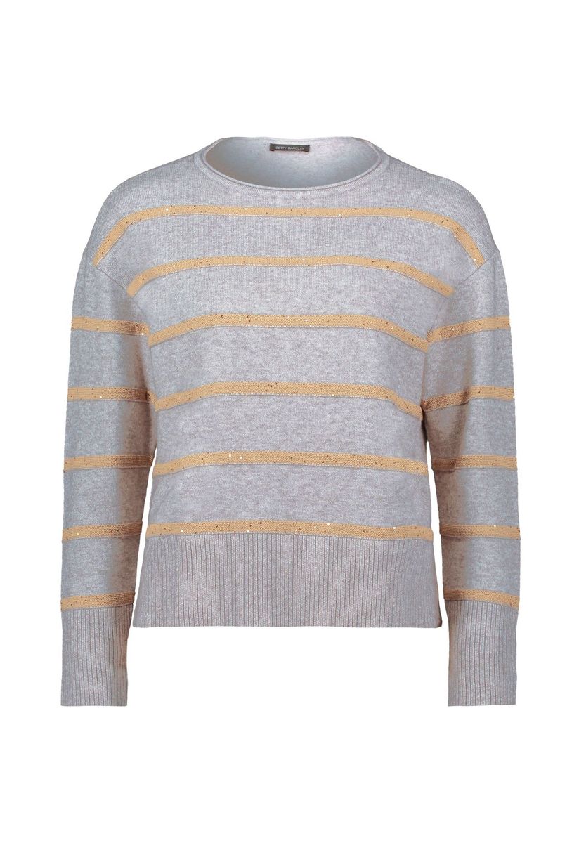 Gestreifter Strickpullover mit Rundhalsausschnitt