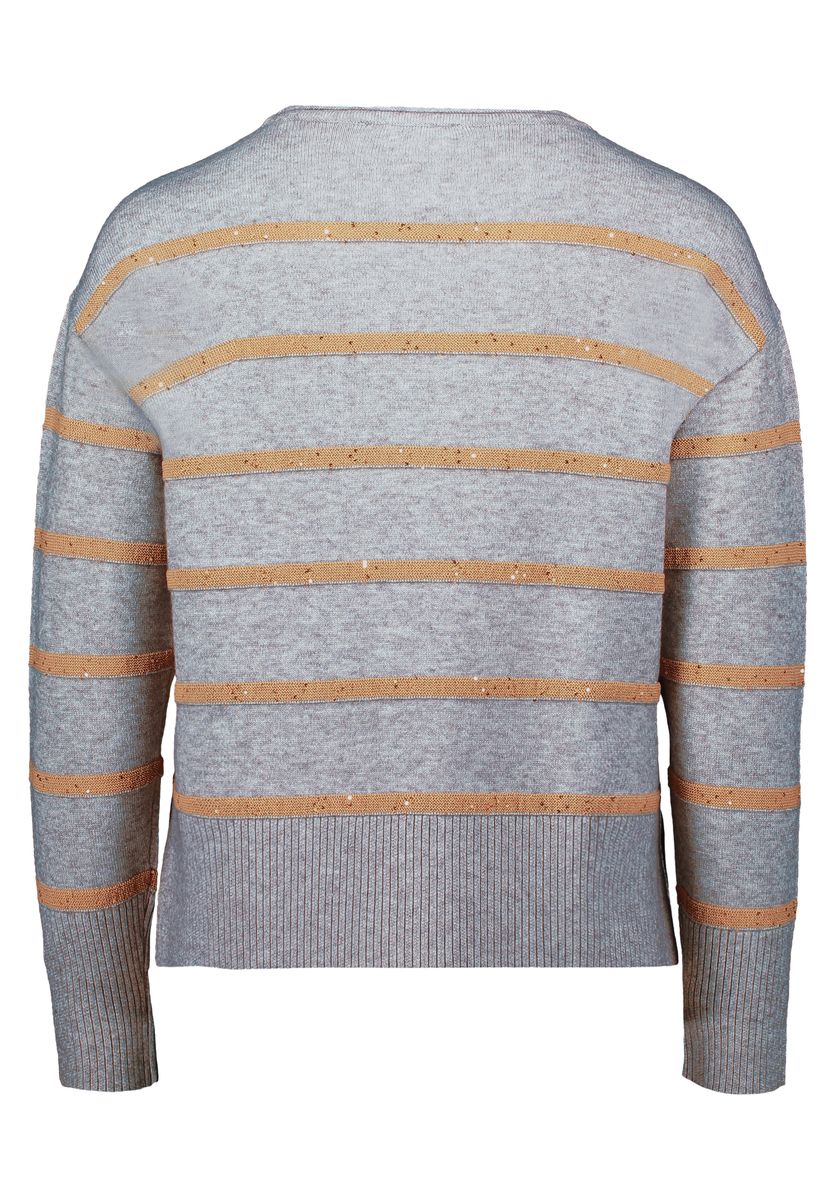 Gestreifter Strickpullover mit Rundhalsausschnitt