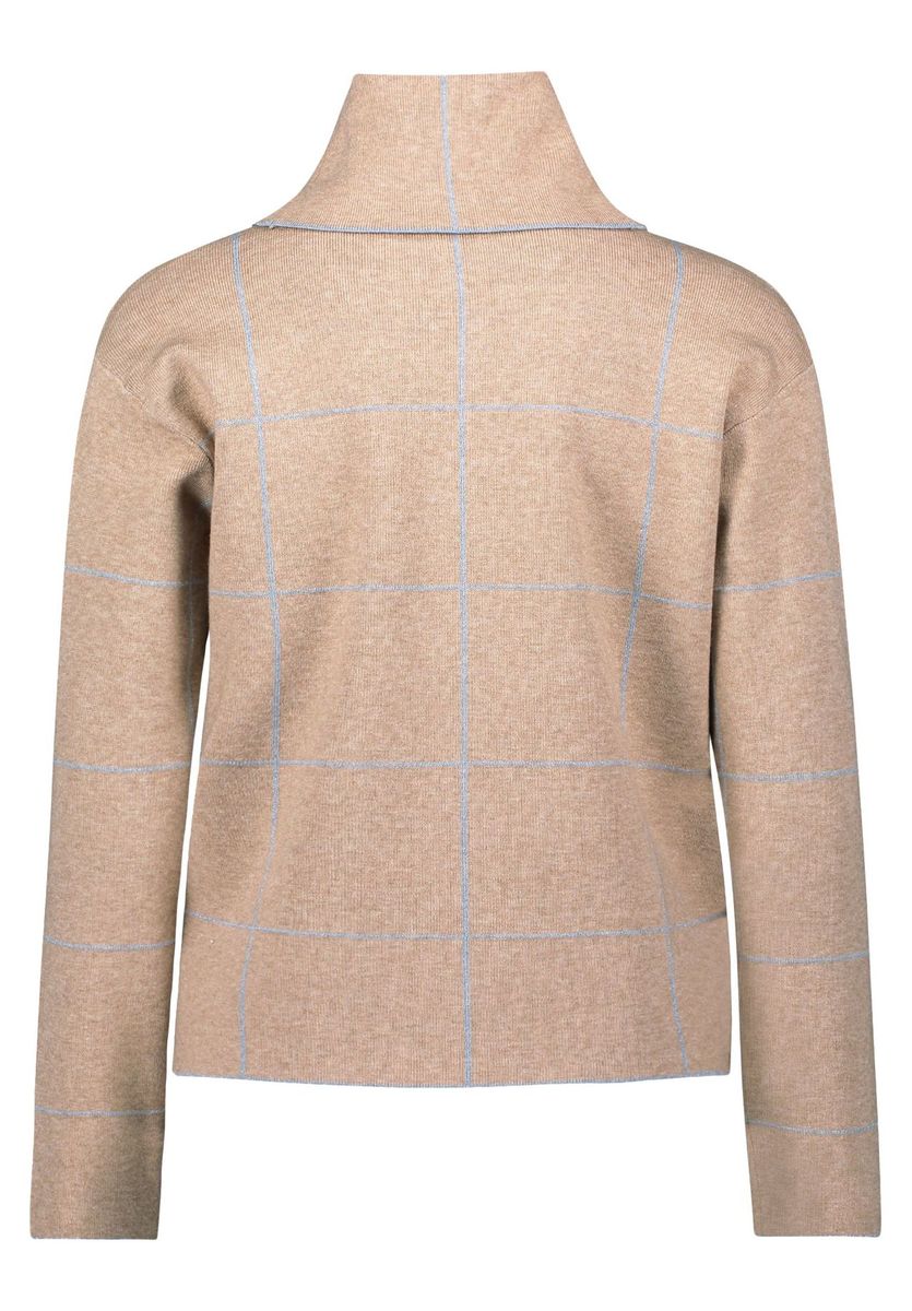 Strickpullover mit Karomuster und hohem Kragen