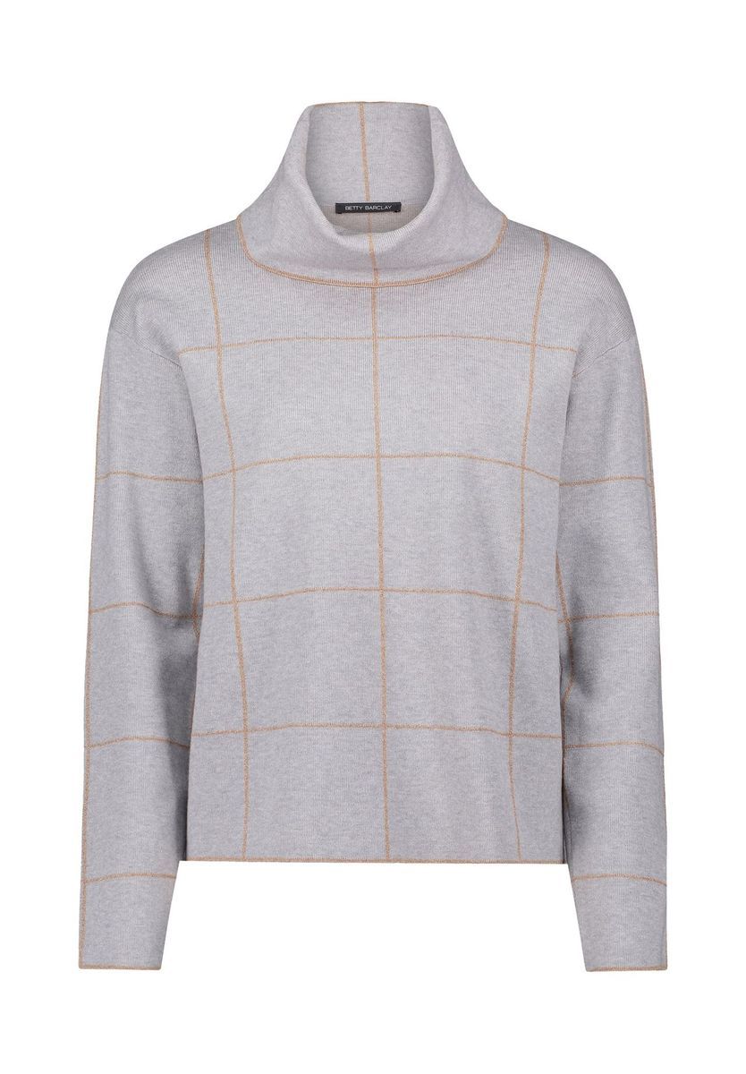 Strickpullover mit Rollkragen und Karomuster