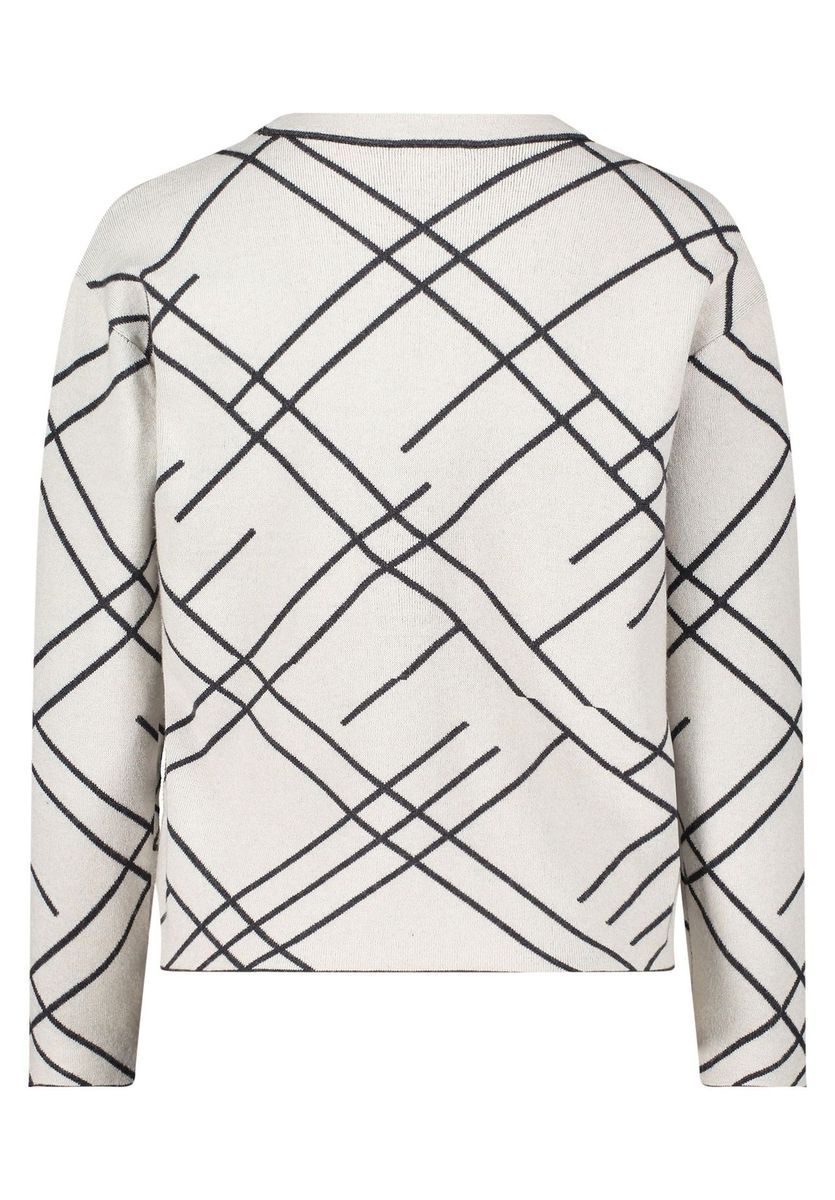 Jacquard-Strickpullover mit geometrischem Muster und Tunnelzug