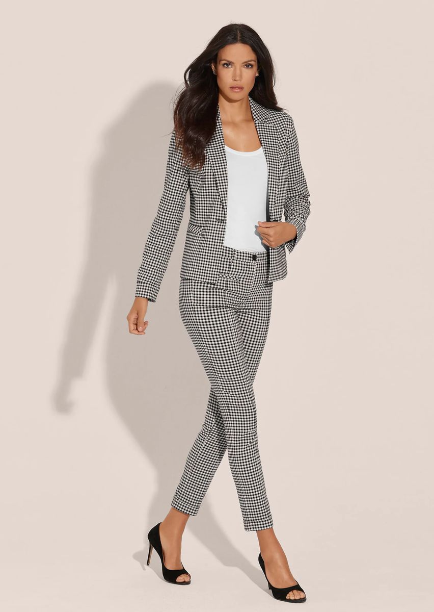 Taillierter Stretch-Blazer mit Vichy-Karo