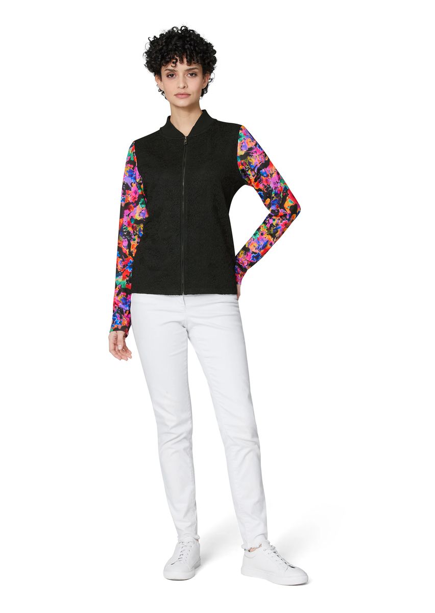 Schmal geschnittene Spitzenjacke mit Blumenärmeln