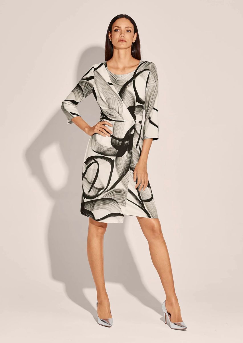 Grafikprint-Kleid in Wickel-Optik