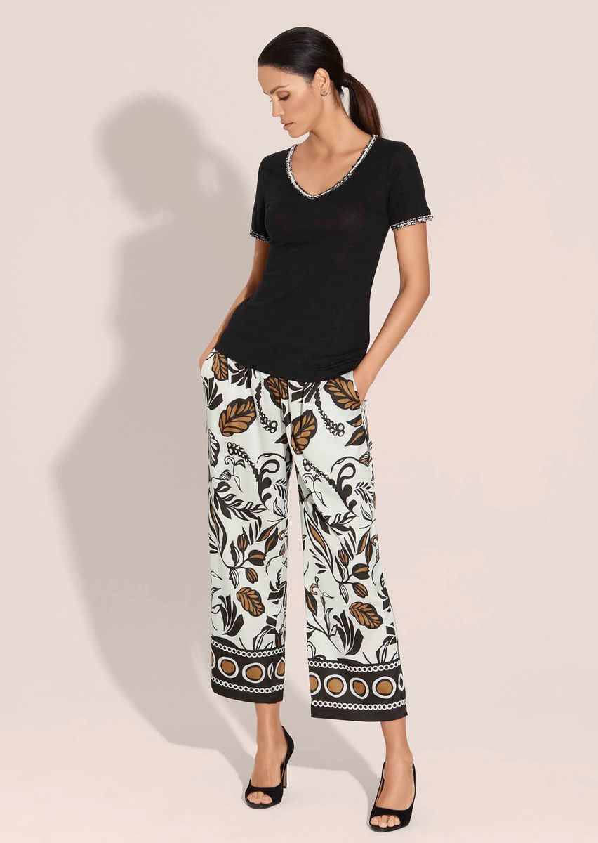 Weite Hose mit Botanik-Print