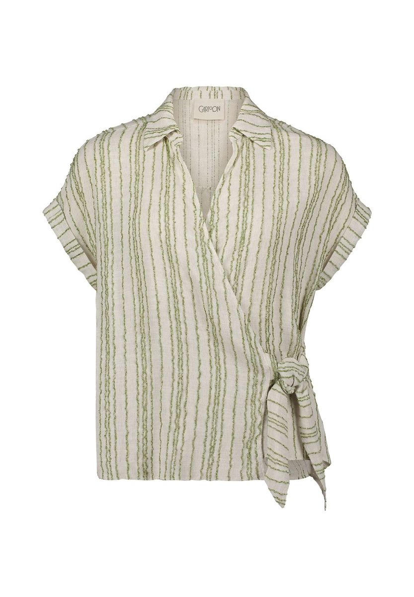 Gestreifte Wickelbluse mit Bindedetail