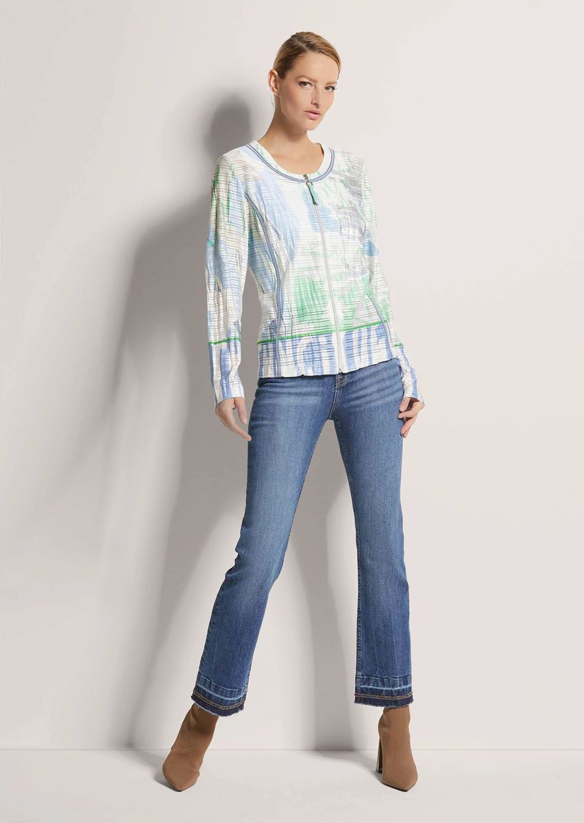 Kurze Zipper-Jacke mit abstraktem Print